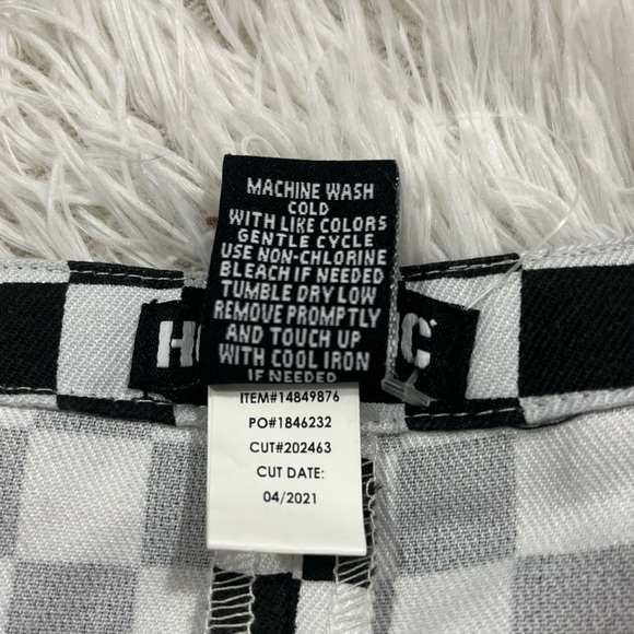 HOT TOPIC Silver Grommet Pleated Checkered Suspender Skirt Dress Black White  L - Picture 10 of 12